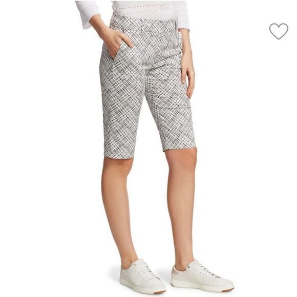 Piazza Sempione Black & White Micro Check Print Bermuda Shorts Size Medium / 6 - Picture 5 of 16